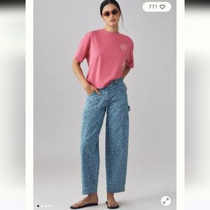 Damson Madder Drew Cargo Jeans Blue‎ Leopard Print Designer Womens Denim